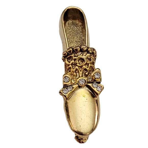 1928 Brand Gold Tone Clear Rhinestone Shoe Brooch Pin K690 - Picture 4 of 8